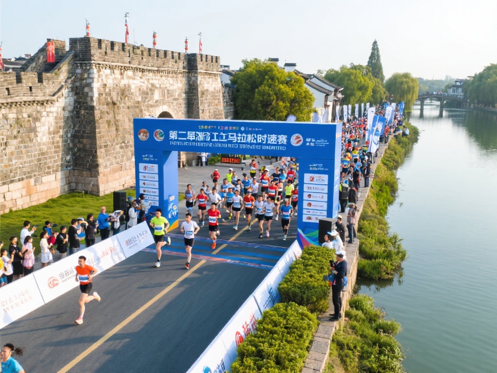 “浙江绍兴马拉松时速挑战赛激情开跑” 今年的浙江马拉松时速赛在绍兴举办,赛道设